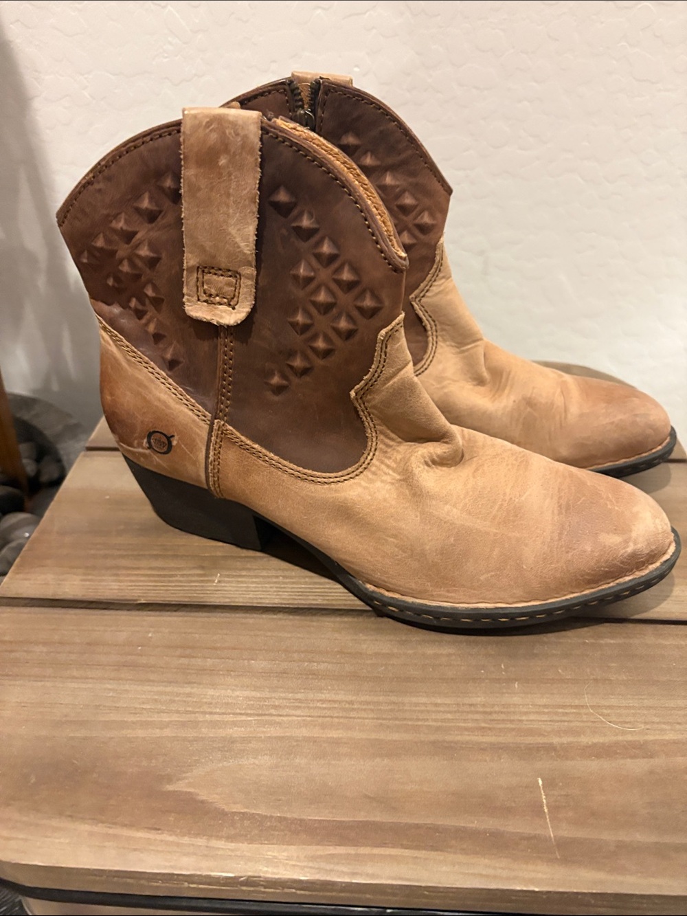 Born Two-Tone Brown & Tan Western Ankle Boots